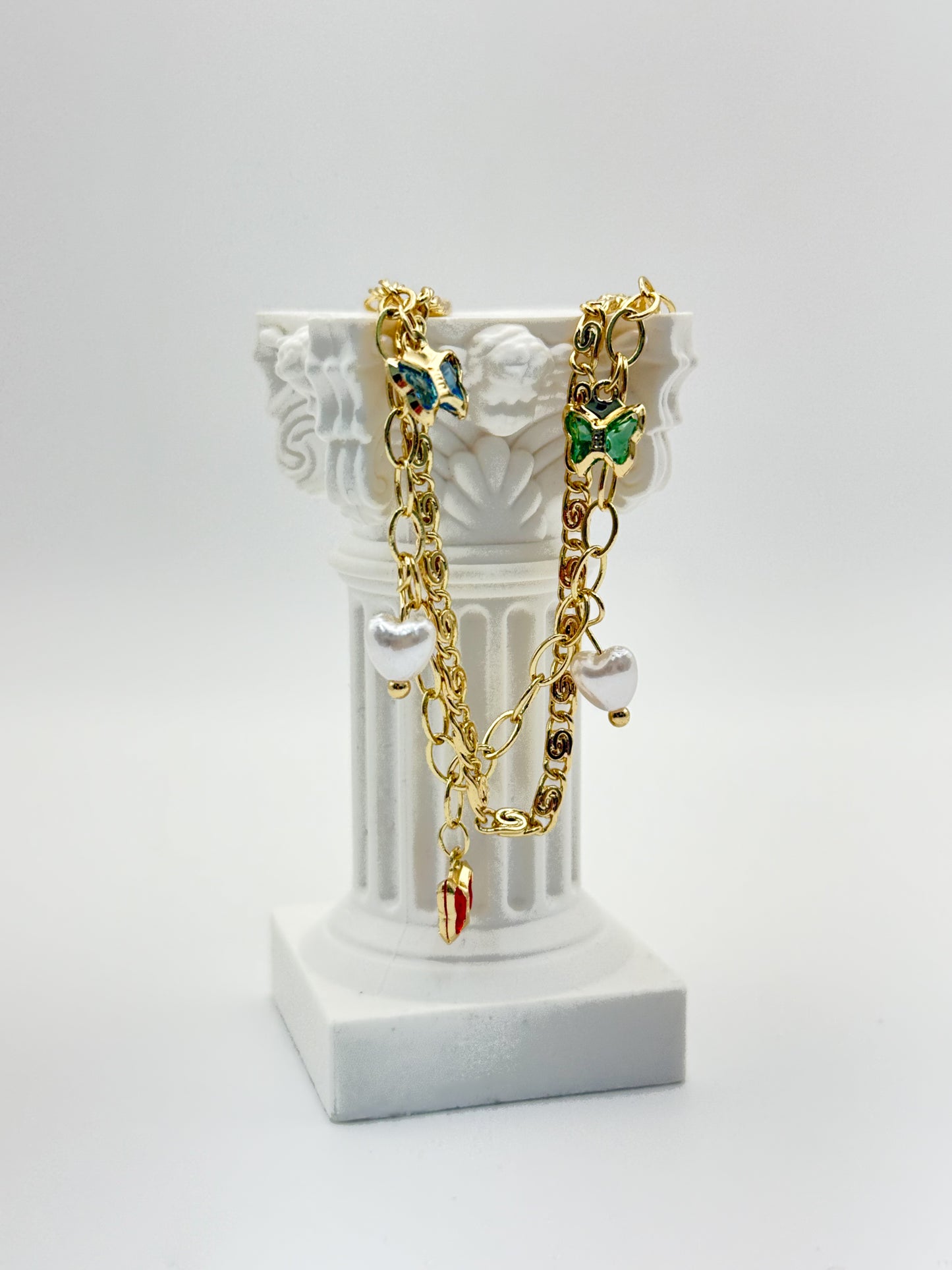 Butterfly & Heart Charm Bracelet