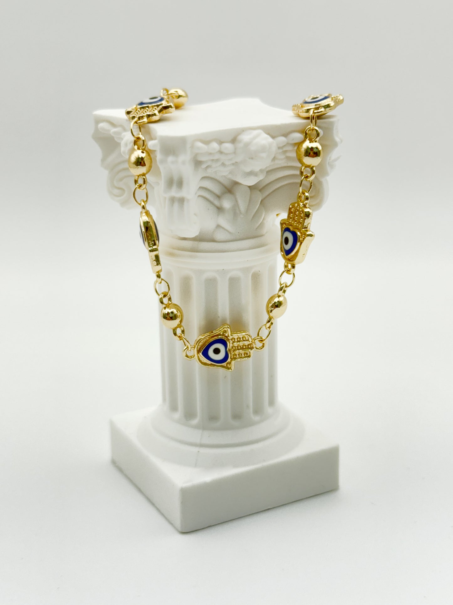 Hamsa Hand Bracelet with Evil Eye Accents
