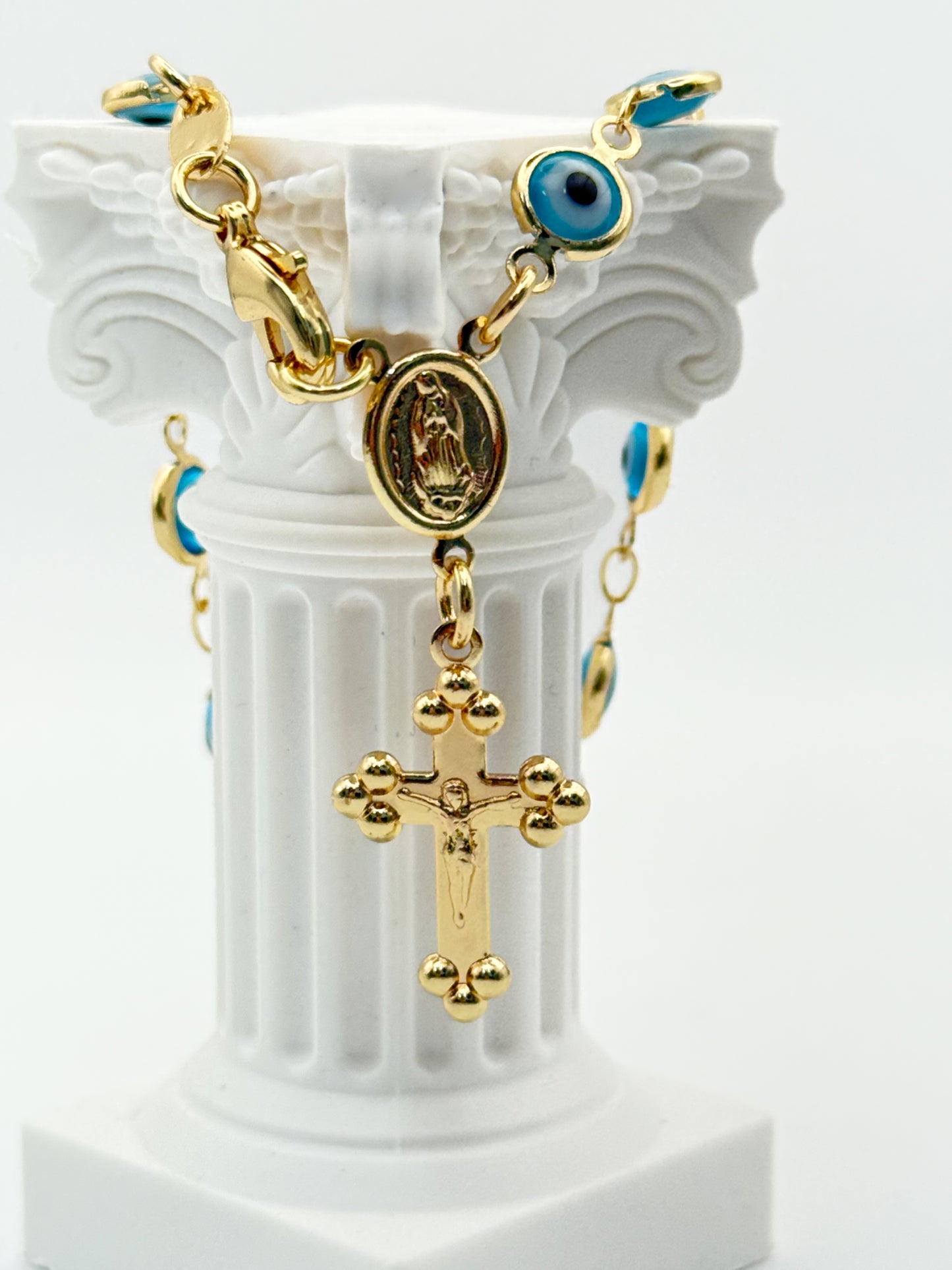 Evil Eye & Cross Pendant Bracelet