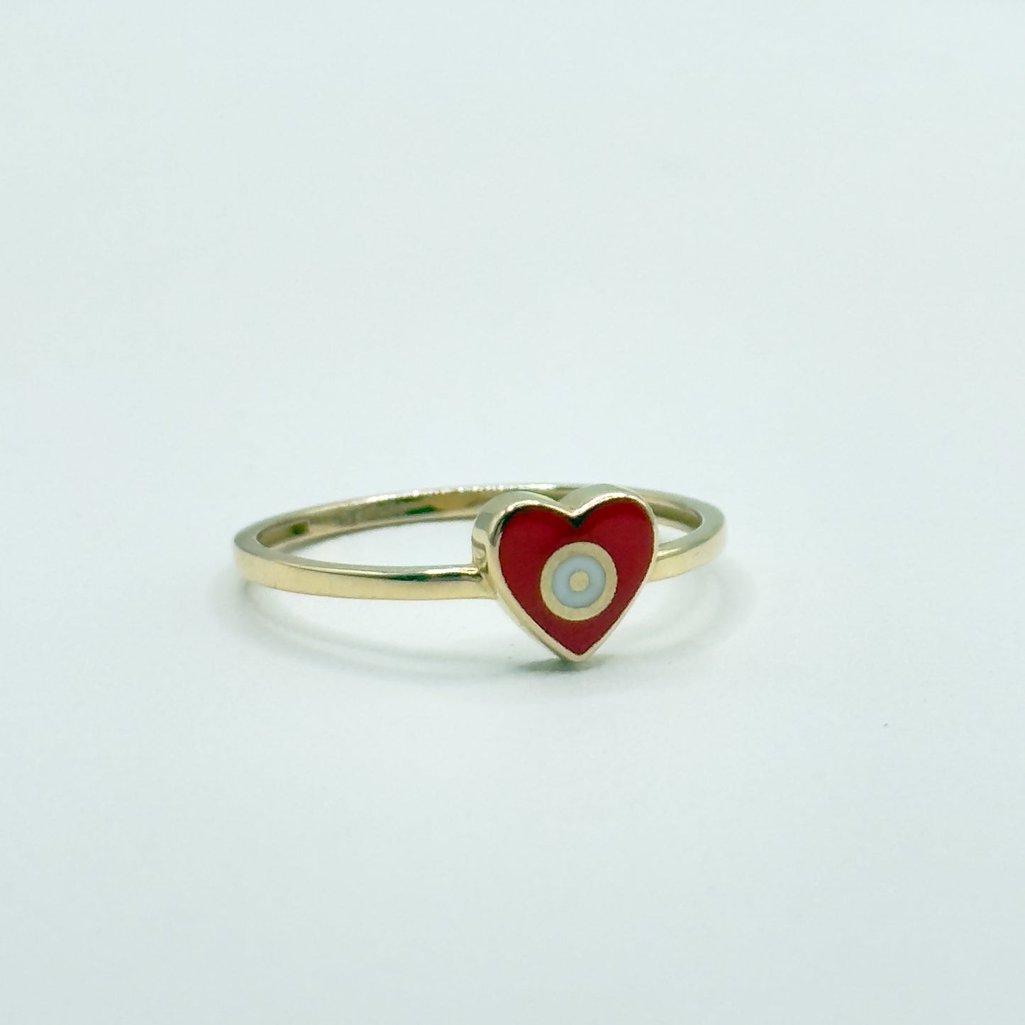 Heart shaped evil eye ring