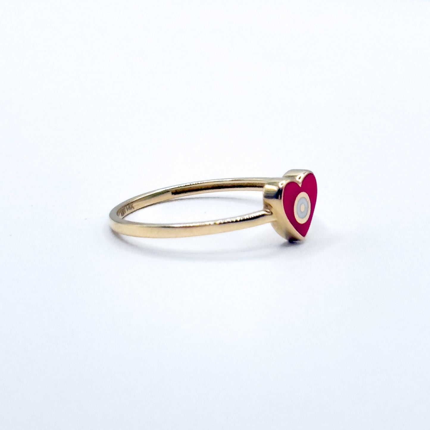 Heart shaped evil eye ring