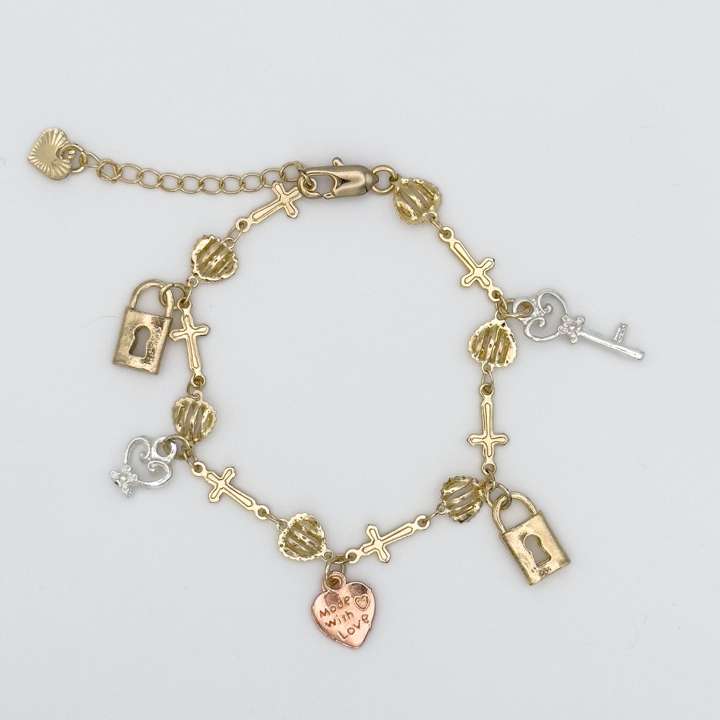 Heart & Key Charm Bracelet