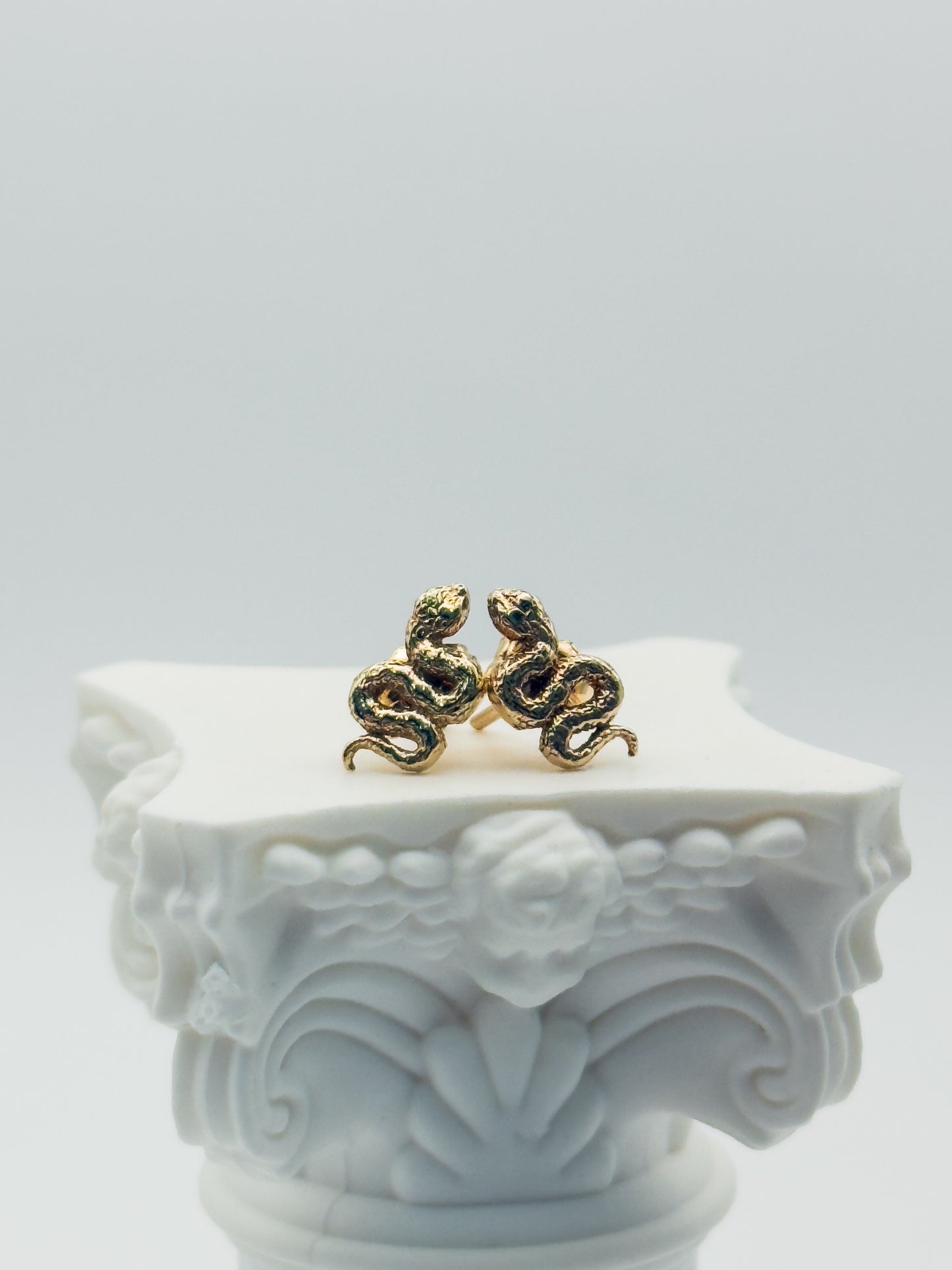 14k Yellow Gold Snake Studs