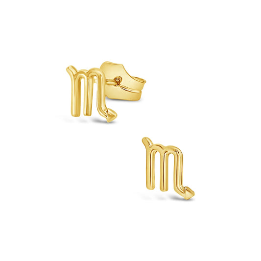 14k Yellow Gold Pisces Studs