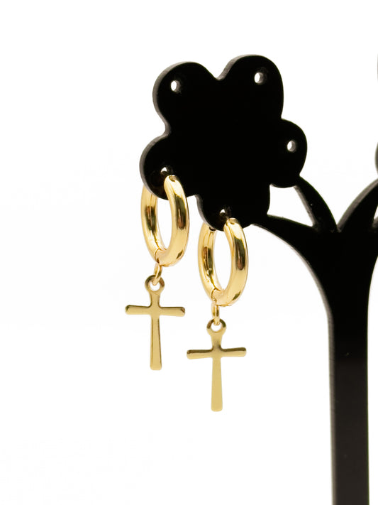 Cross Hoop Earrings