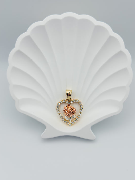 Cz Rose Heart Pendant