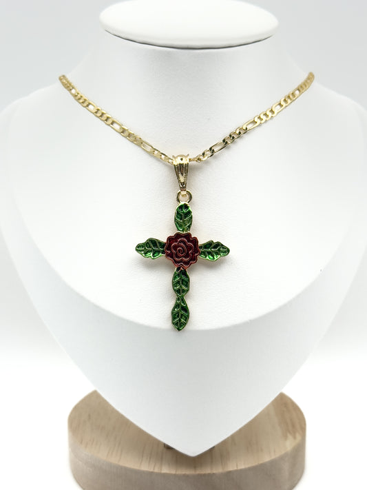 Rose Cross Necklace