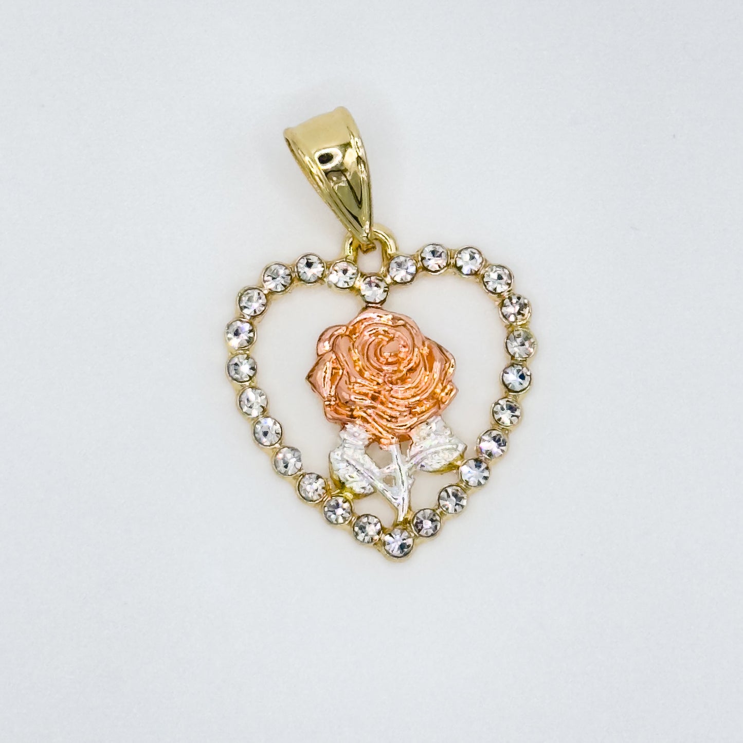 Cz Rose Heart Necklace