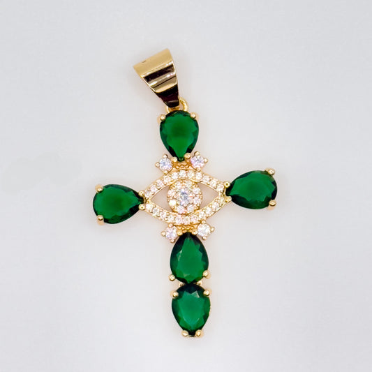Cross & Evil Eye Design Pendant