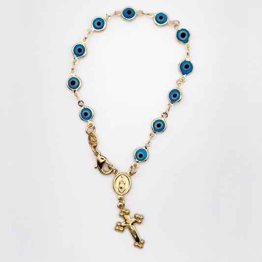 Evil Eye & Cross Pendant Bracelet