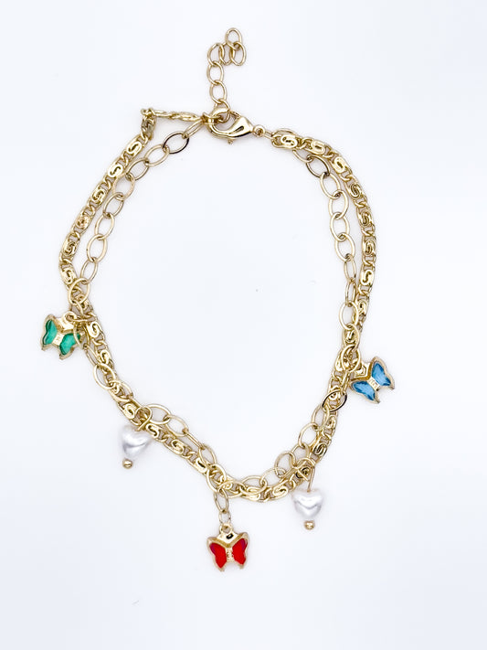 Butterfly & Heart Charm Bracelet