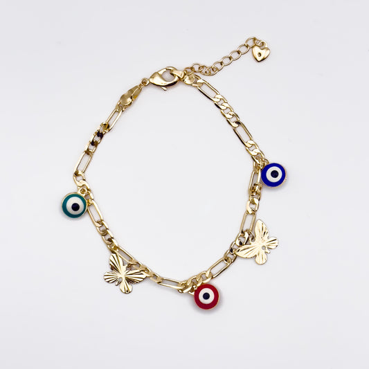 Evil Eye & Butterfly charm Bracelet