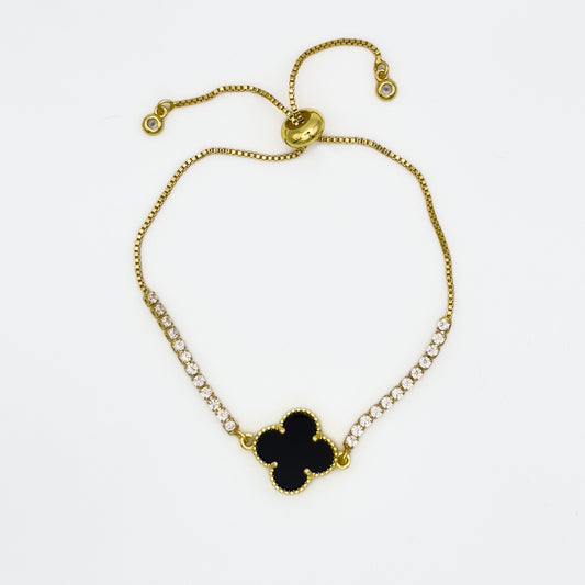 Adjustable Leaf Clover Bolo Bracelet